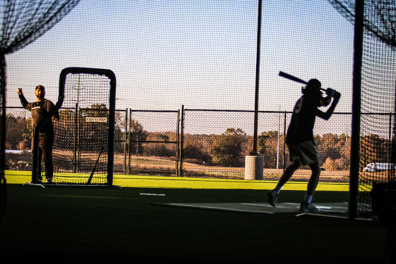 Outdoor baseball practice area